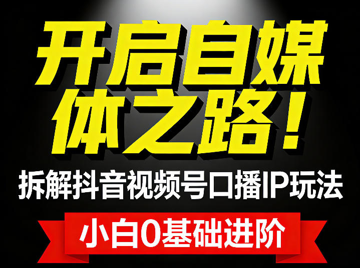 开启自媒体之路！拆解抖音视频号口播IP玩法，小白0基础进阶-网亿资源平台