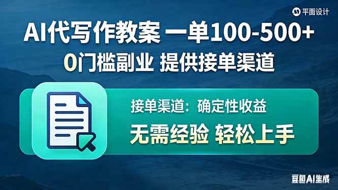 （17538期）AI代写作教案，一单100-500+，提供接单渠道，0门槛副业！-网亿资源平台
