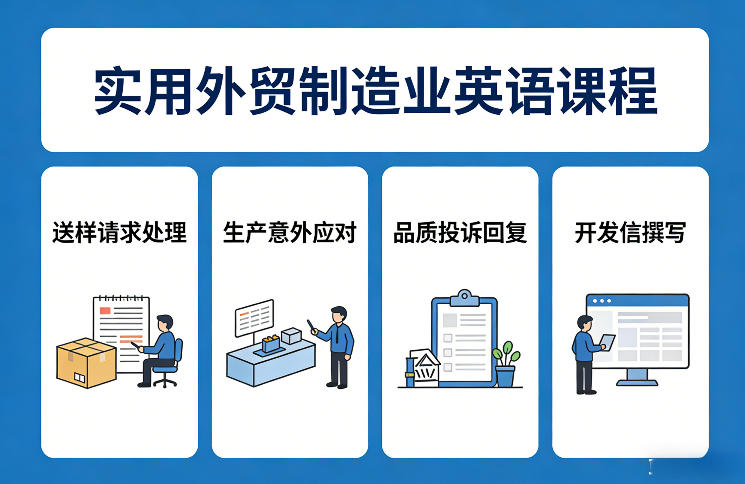 实用外贸制造业英语课程，教你专业处理送样请求、应对生产意外、回复品质投诉、撰写开发信等-网亿资源平台