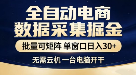 独家电商数据全自动采集项目，批量可矩阵，单窗口轻松日入3张+【揭秘】-90网