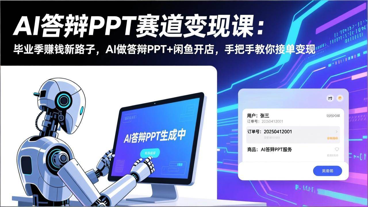 （17546期）AI答辩PPT赛道变现课：毕业季赚钱新路子，AI做答辩PPT+闲鱼开店，手把手教你接单变现-网亿资源平台